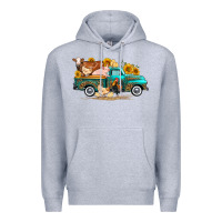 Heather Grey western farm truck farm animals Premium Hoodie - FaDigitalArtStudio