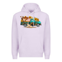 Lilac western farm truck farm animals Premium Hoodie - FaDigitalArtStudio