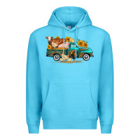 Ocean Blue western farm truck farm animals Premium Hoodie - FaDigitalArtStudio