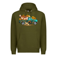 Army Green western farm truck farm animals Premium Hoodie - FaDigitalArtStudio