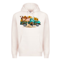 Pale Pink western farm truck farm animals Premium Hoodie - FaDigitalArtStudio