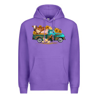 Purple western farm truck farm animals Premium Hoodie - FaDigitalArtStudio