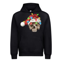 Black Christmas skull with santa hat Urban Hoodie - FaDigitalArtStudio