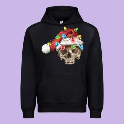 Christmas Skull With Santa Hat Urban Hoodie Designed By Fadigitalartstudio