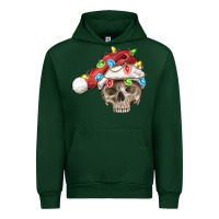 Forest Green Christmas skull with santa hat Urban Hoodie - FaDigitalArtStudio