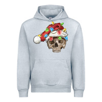 Heather Grey Christmas skull with santa hat Urban Hoodie - FaDigitalArtStudio