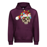 Mauve Wine Christmas skull with santa hat Urban Hoodie - FaDigitalArtStudio