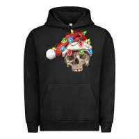 Pigment Black Christmas skull with santa hat Urban Hoodie - FaDigitalArtStudio
