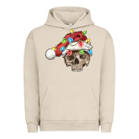Pigment French Oak Christmas skull with santa hat Urban Hoodie - FaDigitalArtStudio
