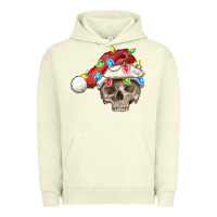 Pigment Pistachio Christmas skull with santa hat Urban Hoodie - FaDigitalArtStudio
