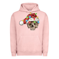 Pigment Salmon Christmas skull with santa hat Urban Hoodie - FaDigitalArtStudio