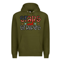 Army Green stars and stripes Premium Hoodie - CowhideDigitalArt