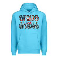 Ocean Blue stars and stripes Premium Hoodie - CowhideDigitalArt