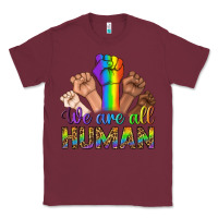 Burgundy We Are All Human Classic Tee - BundleAndBundleShop