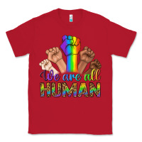 Red We Are All Human Classic Tee - BundleAndBundleShop