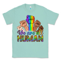 Seafoam We Are All Human Classic Tee - BundleAndBundleShop