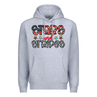 Heather Grey stars and stripes Premium Hoodie - CowhideDigitalArt