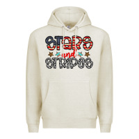 Oatmeal Heather stars and stripes Premium Hoodie - CowhideDigitalArt