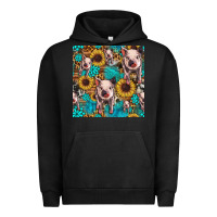 Pigment Black cute pig with patches seamless pattern Urban Hoodie - HRA Design Shop