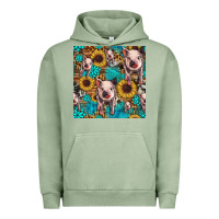 Pigment Oil Green cute pig with patches seamless pattern Urban Hoodie - HRA Design Shop