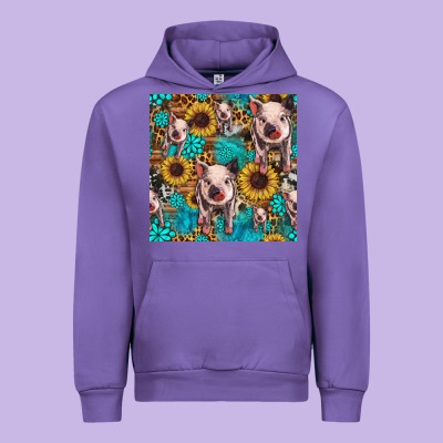Cute Pig With Patches Seamless Pattern Urban Hoodie Designed By Hra Design Shop