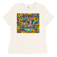 Bone baby pigs with leopard cowhide and sunflowers Ladies Tee - Artiststas