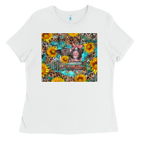 White baby pigs with leopard cowhide and sunflowers Ladies Tee - Artiststas