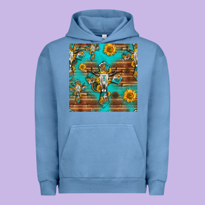 Bull Skull Cross Seamless Pattern Urban Hoodie Designed By Hra Design Shop