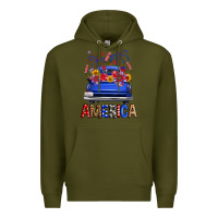 Army Green western fourth of july america truck Premium Hoodie - FaDigitalArtStudio