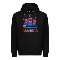 Black western fourth of july america truck Premium Hoodie - FaDigitalArtStudio