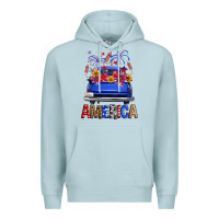 Blue Mist western fourth of july america truck Premium Hoodie - FaDigitalArtStudio