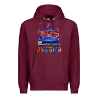 Burgundy western fourth of july america truck Premium Hoodie - FaDigitalArtStudio