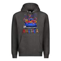Charcoal Heather western fourth of july america truck Premium Hoodie - FaDigitalArtStudio