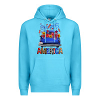 Ocean Blue western fourth of july america truck Premium Hoodie - FaDigitalArtStudio