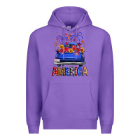 Purple western fourth of july america truck Premium Hoodie - FaDigitalArtStudio