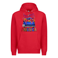 Red western fourth of july america truck Premium Hoodie - FaDigitalArtStudio