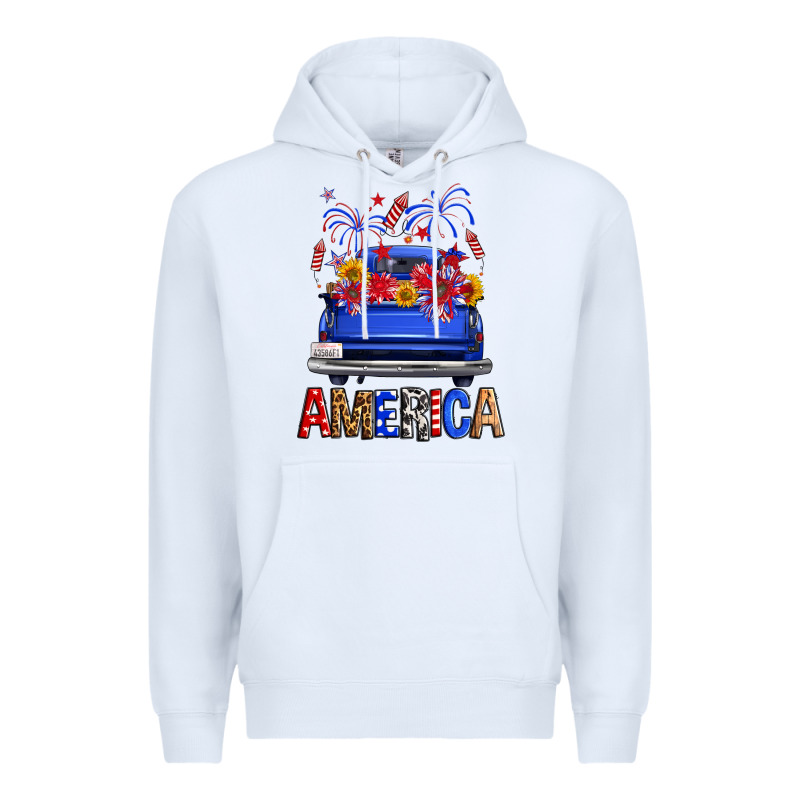 Western Fourth Of July America Truck Premium Hoodie by FaDigitalArtStudio | Teevron