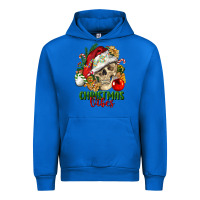 Cobalt Christmas Vibes Human Skull Urban Hoodie - FaDigitalArtStudio