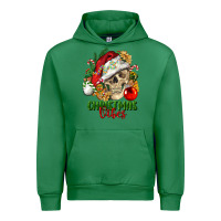 Emerald Christmas Vibes Human Skull Urban Hoodie - FaDigitalArtStudio