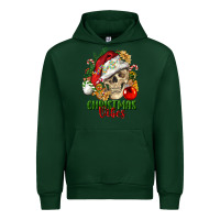Forest Green Christmas Vibes Human Skull Urban Hoodie - FaDigitalArtStudio