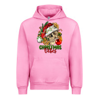 Fuchsia Pink Christmas Vibes Human Skull Urban Hoodie - FaDigitalArtStudio