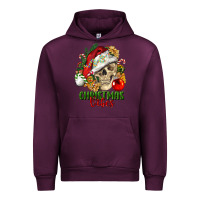 Mauve Wine Christmas Vibes Human Skull Urban Hoodie - FaDigitalArtStudio