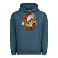 Pigment Midnight Navy Christmas Vibes Human Skull Urban Hoodie - FaDigitalArtStudio