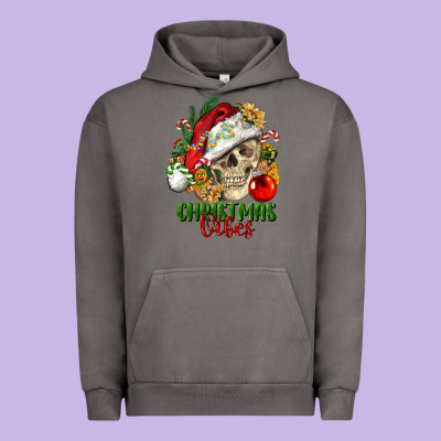 Christmas Vibes Human Skull Urban Hoodie Designed By Fadigitalartstudio