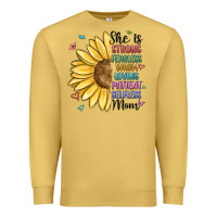 Antique Gold she is strong fearless warm loving mom Premium Sweatshirt - MaliasSmallBusiness