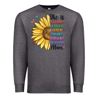 Charcoal Heather she is strong fearless warm loving mom Premium Sweatshirt - MaliasSmallBusiness