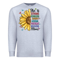 Heather Grey she is strong fearless warm loving mom Premium Sweatshirt - MaliasSmallBusiness