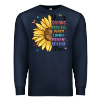 Navy she is strong fearless warm loving mom Premium Sweatshirt - MaliasSmallBusiness