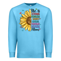 Ocean Blue she is strong fearless warm loving mom Premium Sweatshirt - MaliasSmallBusiness