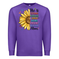 Purple she is strong fearless warm loving mom Premium Sweatshirt - MaliasSmallBusiness